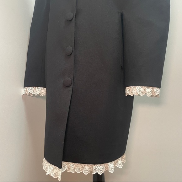 NEW! Shushu/Tong- Black Round Sleeve Coat White Collar UK 10 US 6 Oversized - Picture 10 of 15